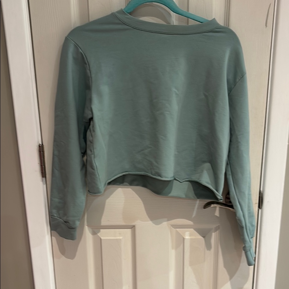 Green Boxy Crop Sweatshirt